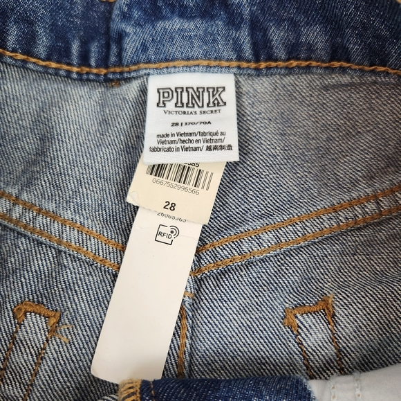 Pink Victoria's Secret High Waisted Cutoff Medium Wash Denim Shorts - Picture 3 of 4